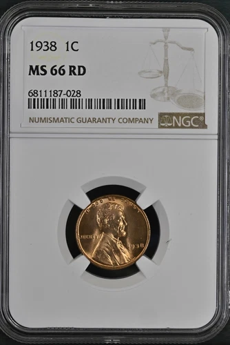 1938 1C RD Lincoln Wheat One Cent NGC MS66RD   6811677-028