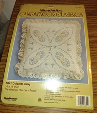 Vintage WonderArt Candlewick Stitchery Pillow Kit- 5641-14" x 14"-New