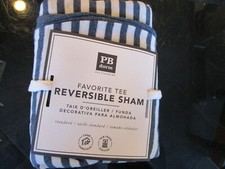 1 Pottery Barn Teen Reversible stripe standard sham navy white New