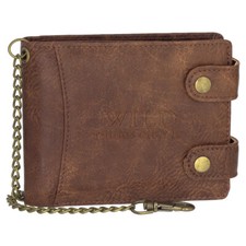 Herren Geldbörse Kunst-Leder Biker Brieftasche mit Kette Portemonnaie Geldbeutel