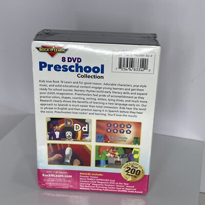 Rock N Learn 8 DVD Preschool Collection Alphabet Colors Shape New