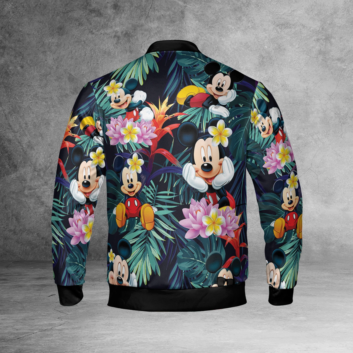 Cartoon Mickey Mouse Tropical Leaves Flowers Summer Vibes Jacket
