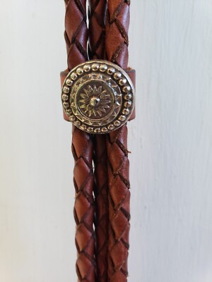 VTG The Limited Western Brown Leather Braided Women Small Belt Silvertone Buckle Vintage Territory Ahead Braided Leather Belt Silvertone  main image 4