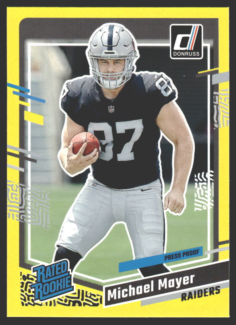 Michael Mayer #361 2023 Donruss Press Proof Yellow Las Vegas Raiders RC