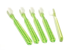 5PACK Green Checkers Vintage Designer Toothbrush FUN NEW By Alan Stuart New York