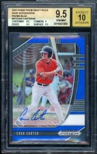 Evan Carter Rookie 2020 Panini Prizm Base Auto Prizms Blue (pop 1) #50 BGS 9.5
