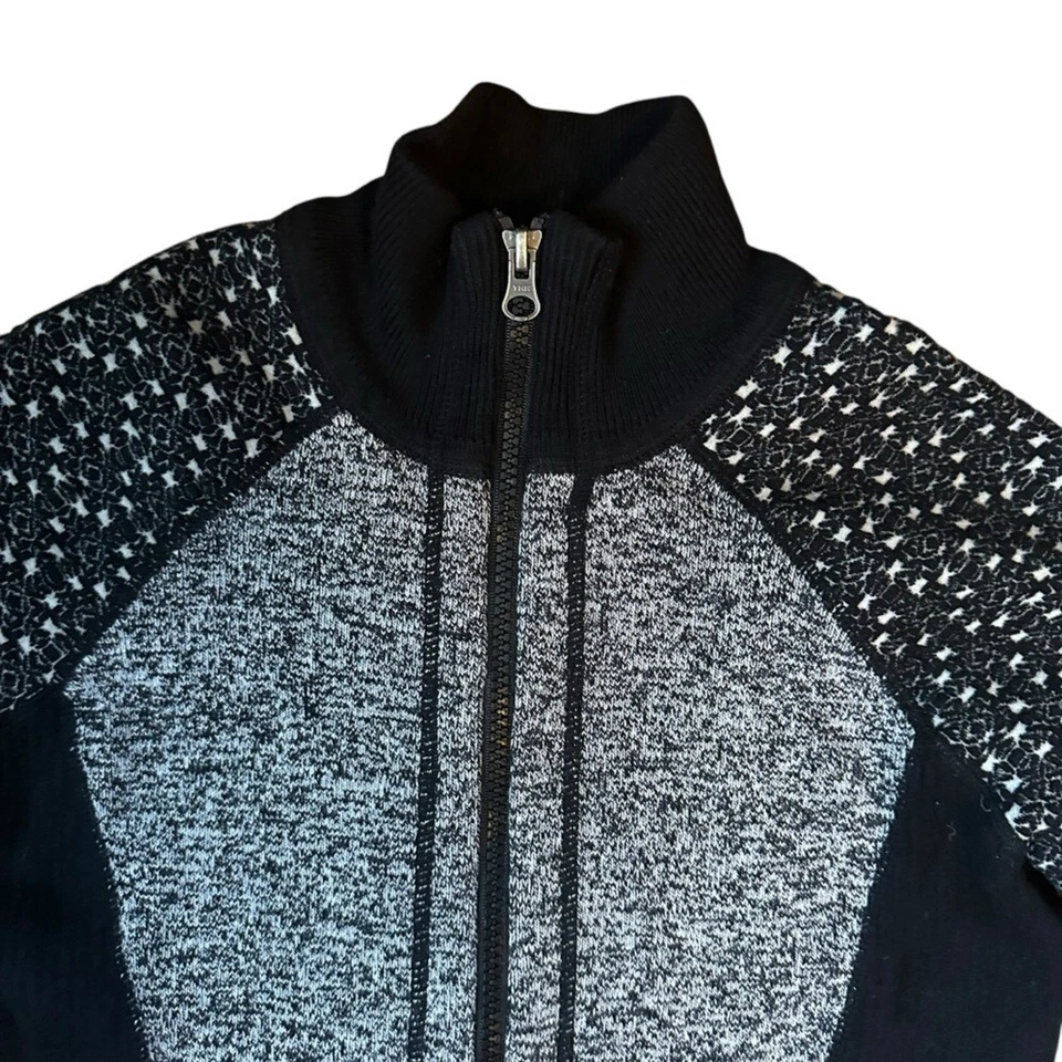 Chaqueta suéter Title Nine para mujer blanca y negra mezcla de lana cremallera completa talla XS Foto 3 de 4