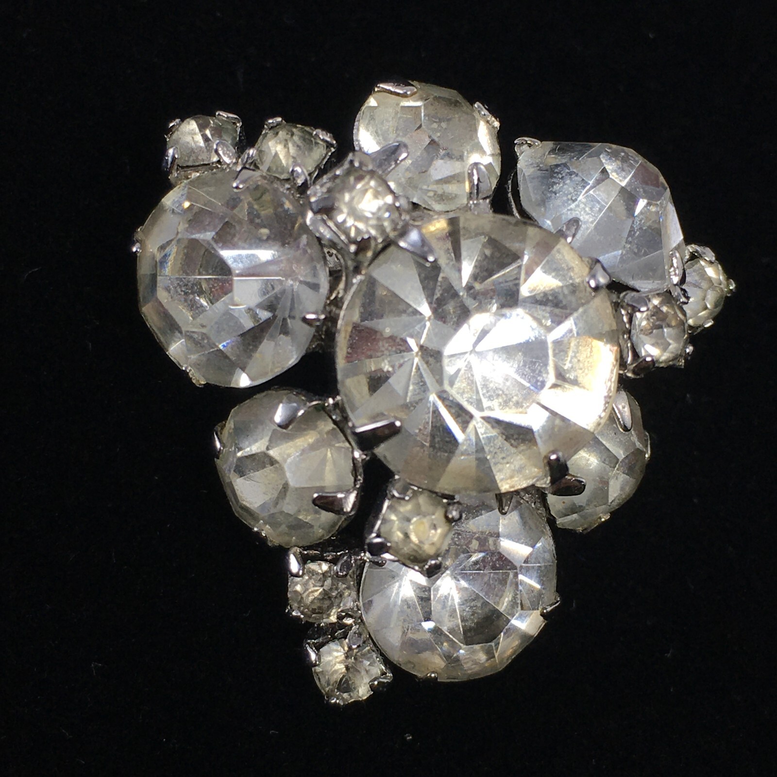 Clear Rhinestone Triangular Triangle Silver Tone … - image 8