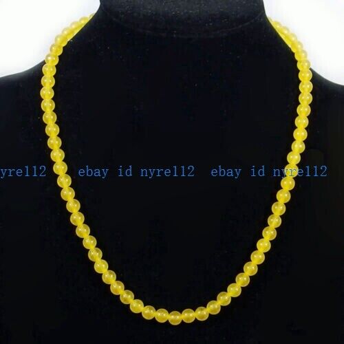 Petit collier perles rondes topaze jaune naturelle 6 mm bijoux 18" AAA+ - Photo 1/6