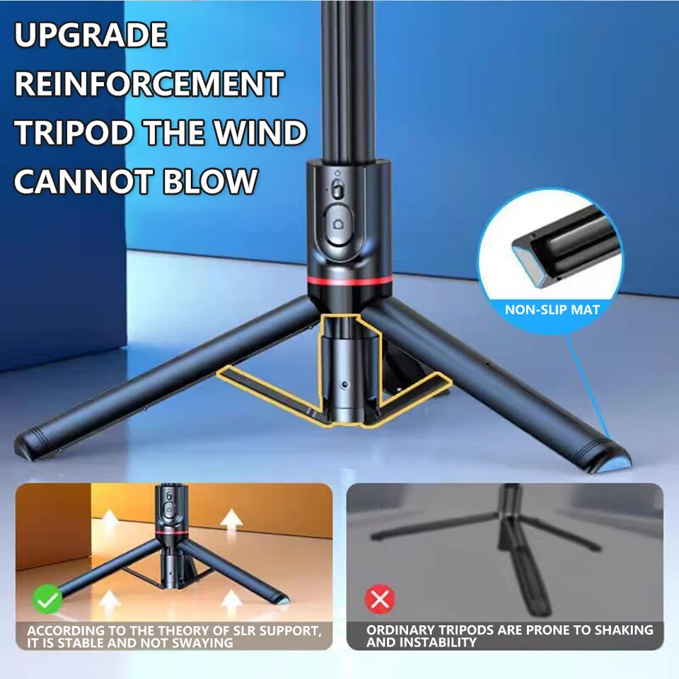 360° Selfie Stick Tripod Stand Remote Bluetooth for iPhone14 13 12 Pro Max 11 XS - image 3 of 4