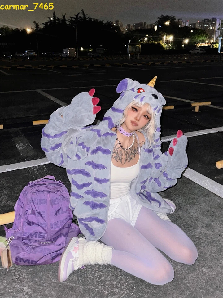 Anime Gabumon Plush Coat Hooded Winter Warm Hoodie Cosplay Costume Cute Gifts - Image 3 of 4