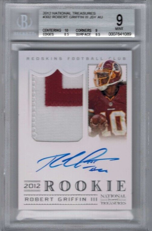 2012 National Treasures Robert Griffin III Rookie Patch Auto #'ed 68/99 BGS 9