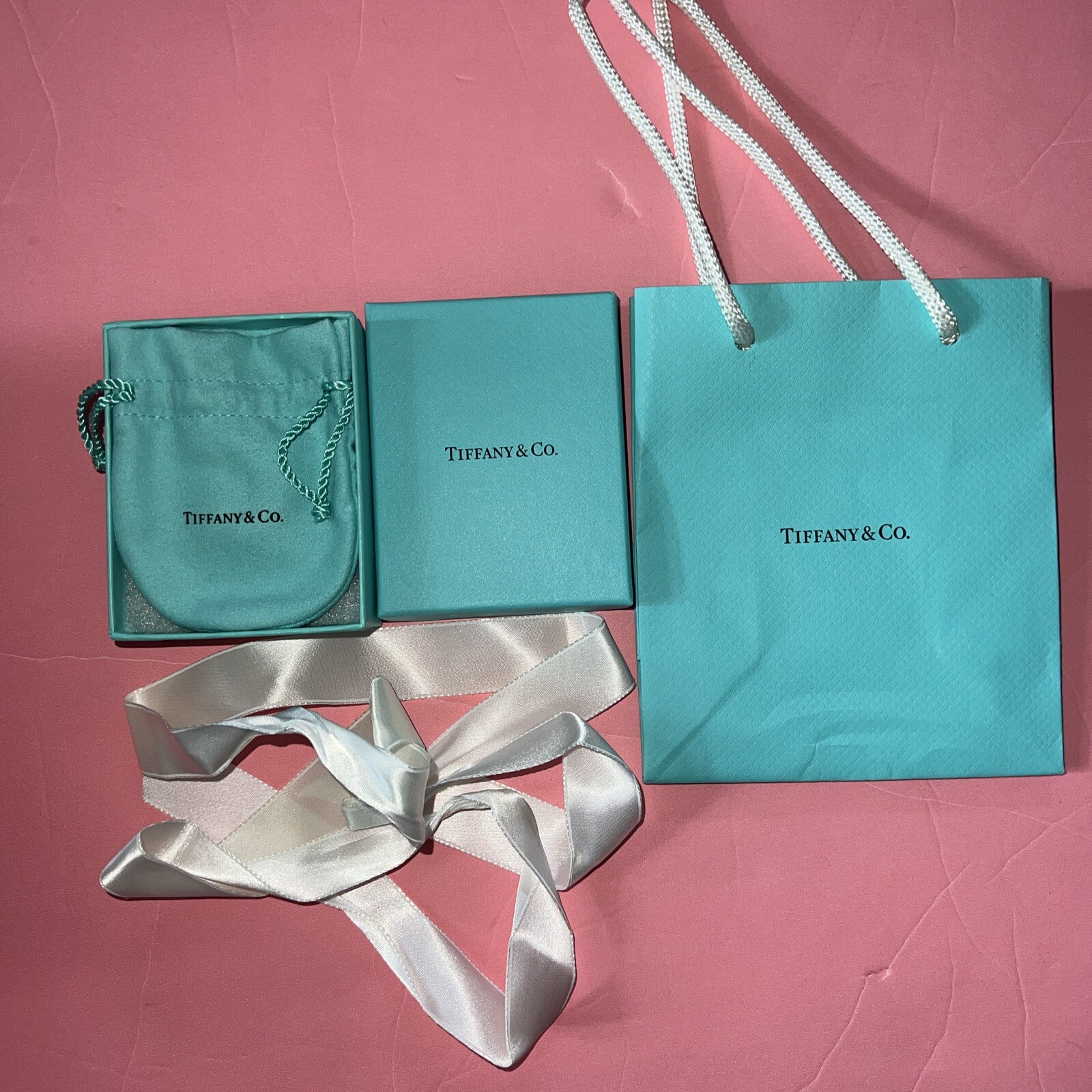 Tiffany & Co. Packaging Empty Blue Gift Box Pouch Bag Ribbon Mint Green