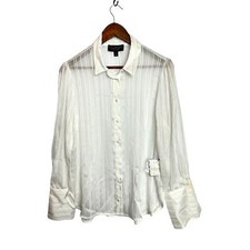 Laundry by Shelli Segal Women Sheer Button Down Shirt, White