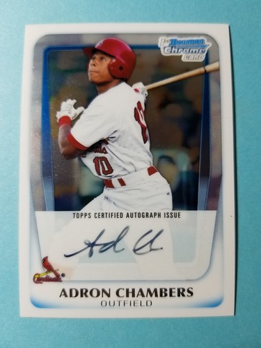 ADRON CHAMBERS (SP) RC AUTOGRAPH #BCP90 ST. LOUIS CARDINALS 2011 BOWMAN CHROME - Picture 3 of 3