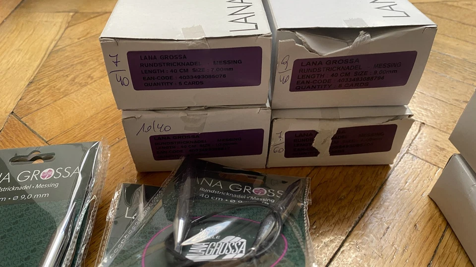 39 x LANA GROSSA Stricknadel Konvolut . Rundstricknadel Messing inkl. Kabel - Bild 3 von 3