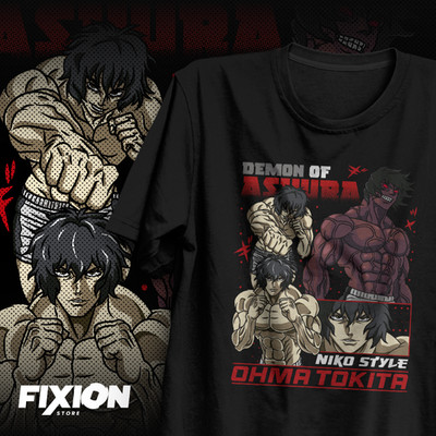 Anime Kengan Asura Ohma Japanese Style Black T-Shirt Size S-5XL