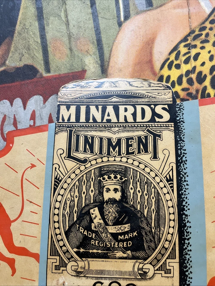 VINTAGE C. 1940 MINARDS LINIMENT TRIFOLD CARDBOARD SIGN MEDICINE DEVIL SATAN HTF - Image 4 of 4