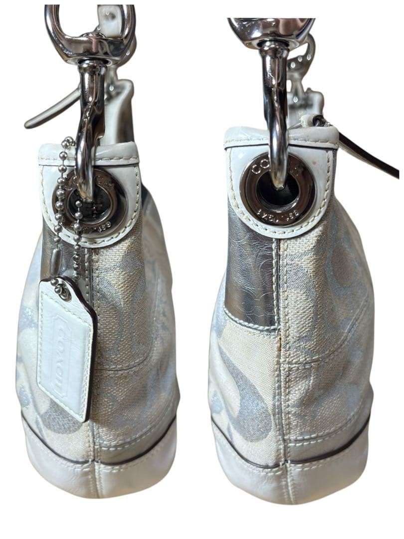 COACH One Shoulder Patchwork Silver y2k Hobo - image 5