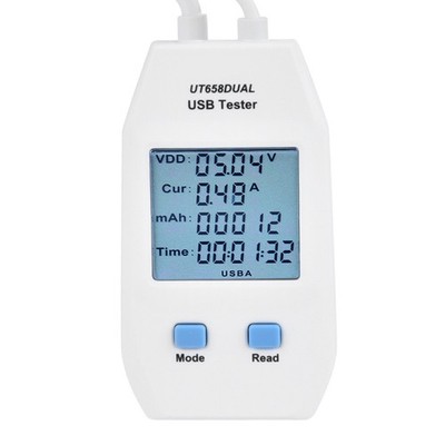 (UT658 Dual) LCD USB Tester Detector Voltmeter Ammeter Digital Power NY
