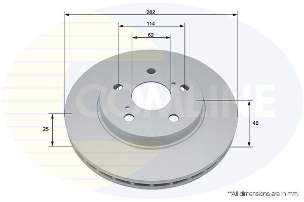 Brake Disc Front Internally Vented Fits Toyota Corolla COMLINE ADC5092V