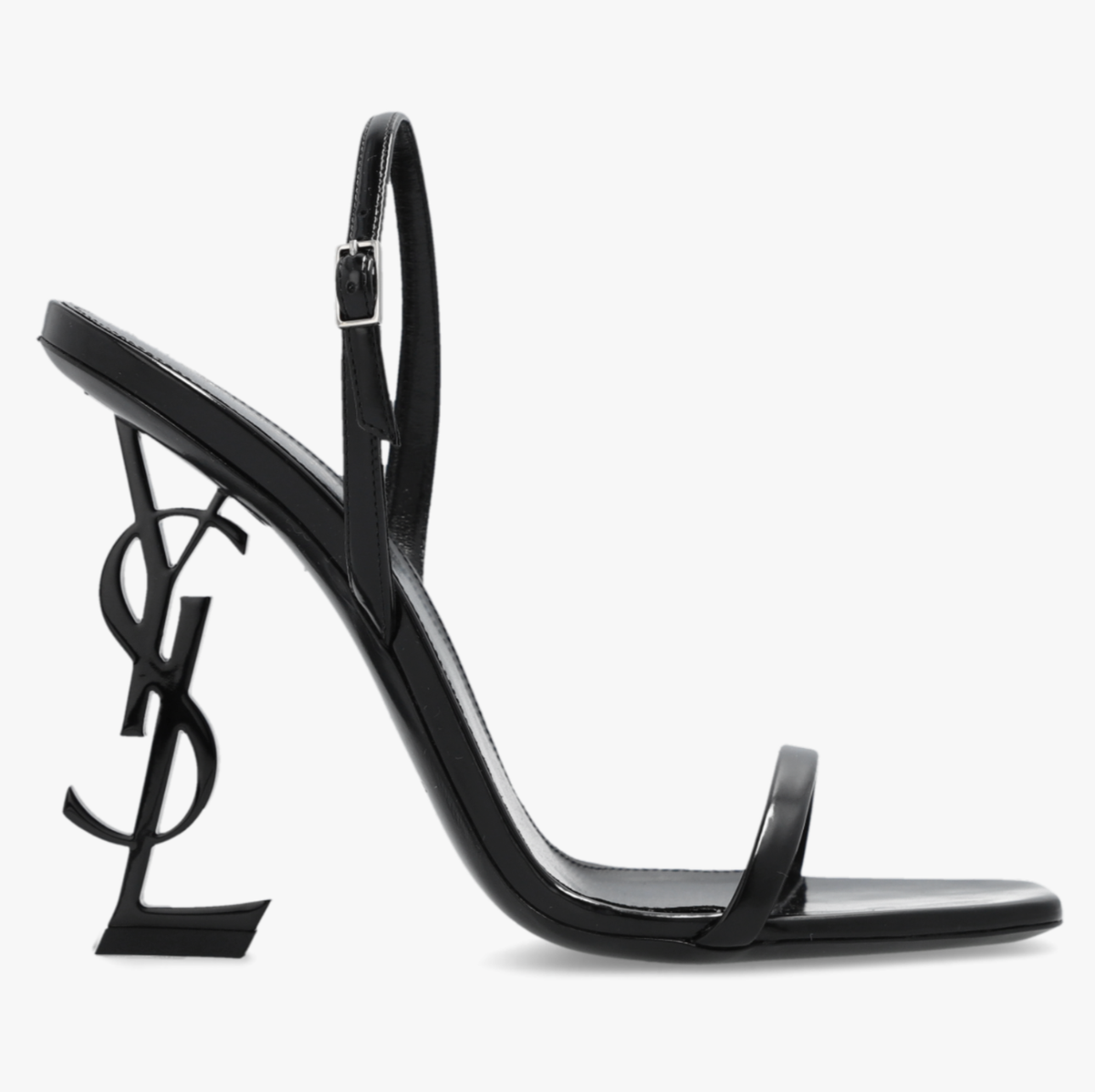 Saint Laurent Opyum 110 Black Leather YSL Logo Heel Slingback