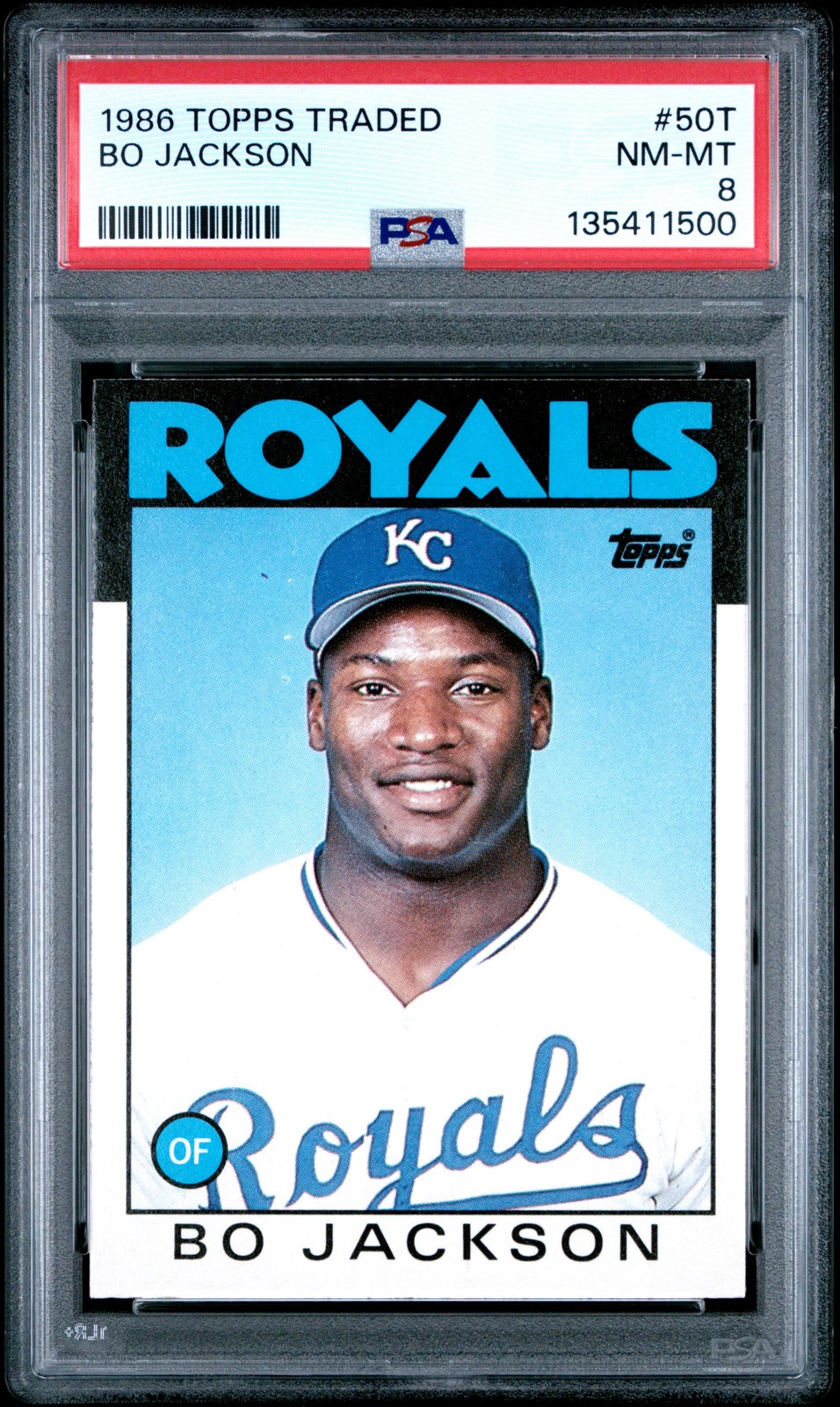 1986 TOPPS TRADED #50T BO JACKSON ROOKIE RC PSA 8