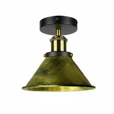 LEDSone E27 Ceiling Light, 18cm Brushed Brass Flush Mount Lamp for Living Room,