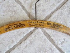 Antique Cotrell  Leonard Albany N. Y Wood Hanger "Furs, Sealskins, Cloaks C."