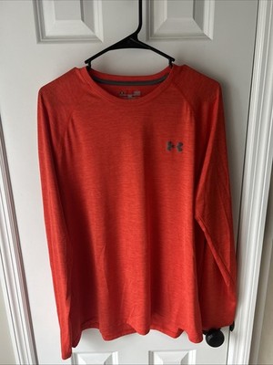 Under Armour Men s Heat Gear Long Sleeve Shirt Orange Large Loose