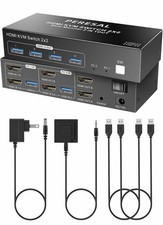 Dual Monitor HDMI KVM Switch, 2 Computers 4K60Hz Dual Monitor KVM Switches fo...