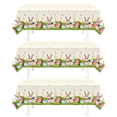 Childom 3 Pack Easter Decorations Tablecloths 54'' x 108'', Bunny 