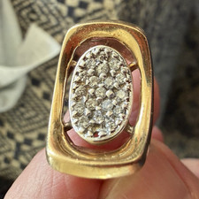 Vintage 14K Gold Diamond Cluster Ring Heavy M...