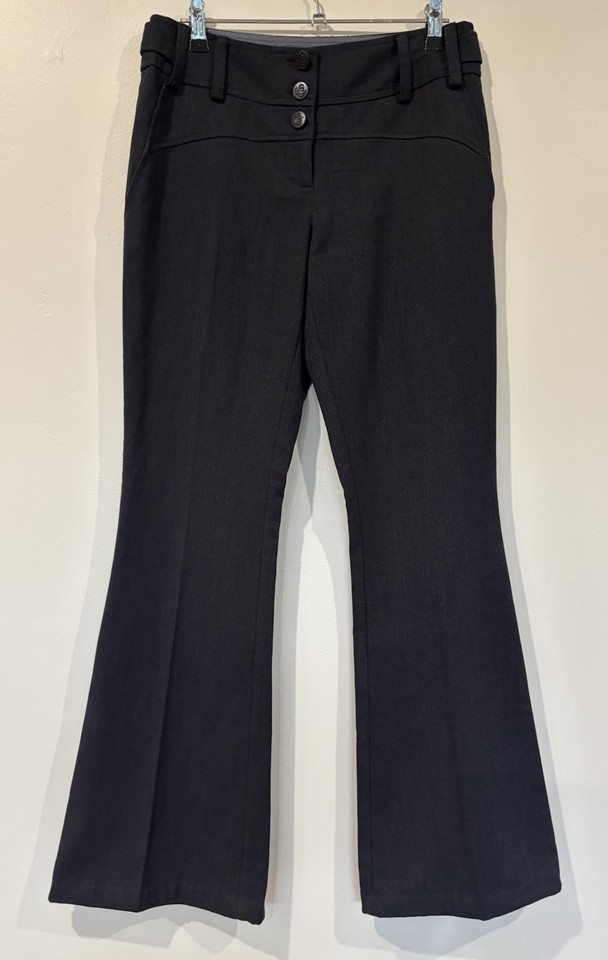 New Look Ladies Pants Size 8 Charcoal Button Flares 90’s Office Work 