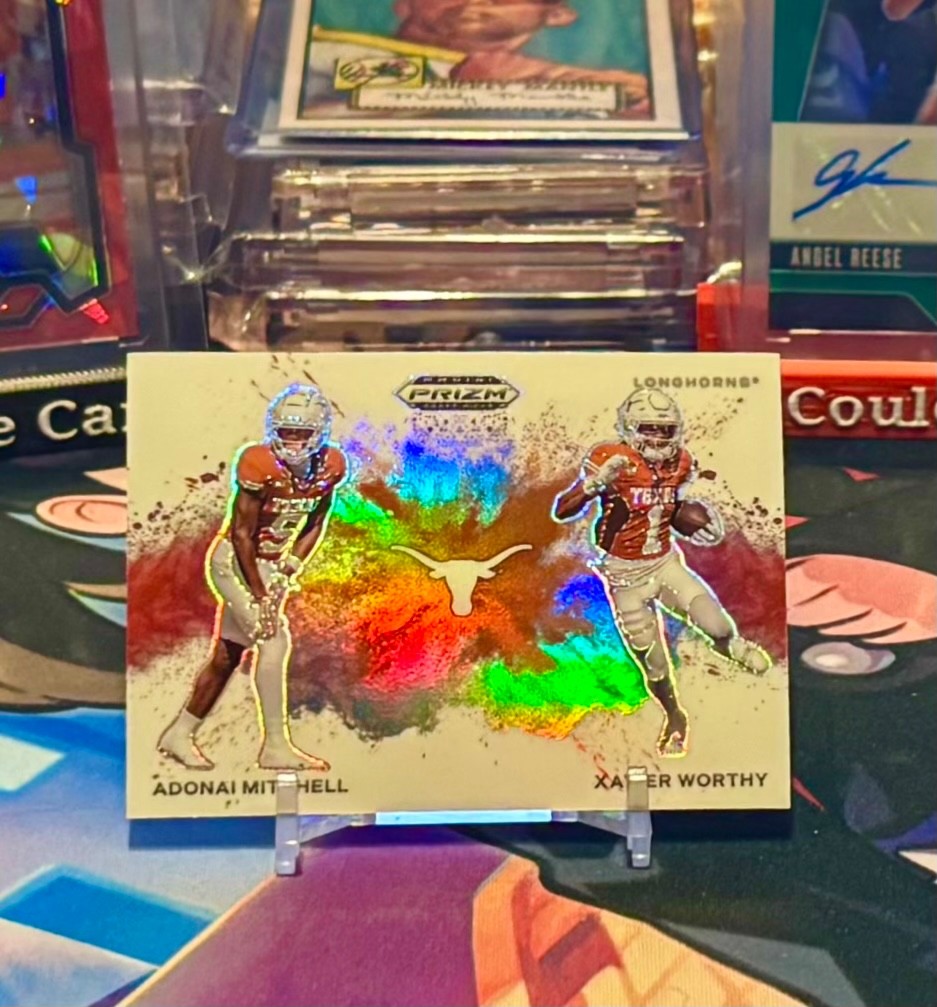 2024 Panini Prizm Color Blast Xavier Worthy & Adonai Mitchell #CBD-Tex2 MINT💎