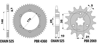 GETRIEBE KRONE 47 RITZEL 15 PBR FÜR SUZUKI DR-S BIG 800 1999 / 2000