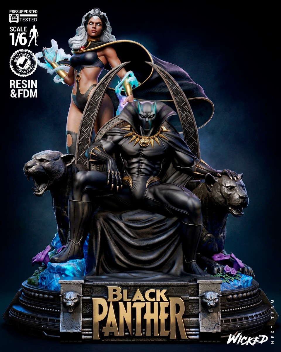 3D Printed Fan Art Black Panther and Storm Diorama by Wicked3d | eBay
