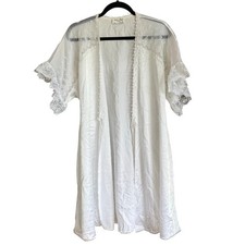 Vintage Dior White Satin Sheer Lace Robe Sz M Bridal Wedding Lingerie Honeymoon