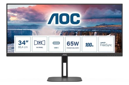 AOC U34V5C 86,4cm (34") UWQHD VA Office Monitor 21:9 HDMI/DP/USB-C PD65W 100Hz