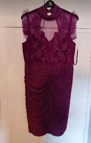 City Chic Magenta Ruched Dress Size M/18 - Picture 3 of 8