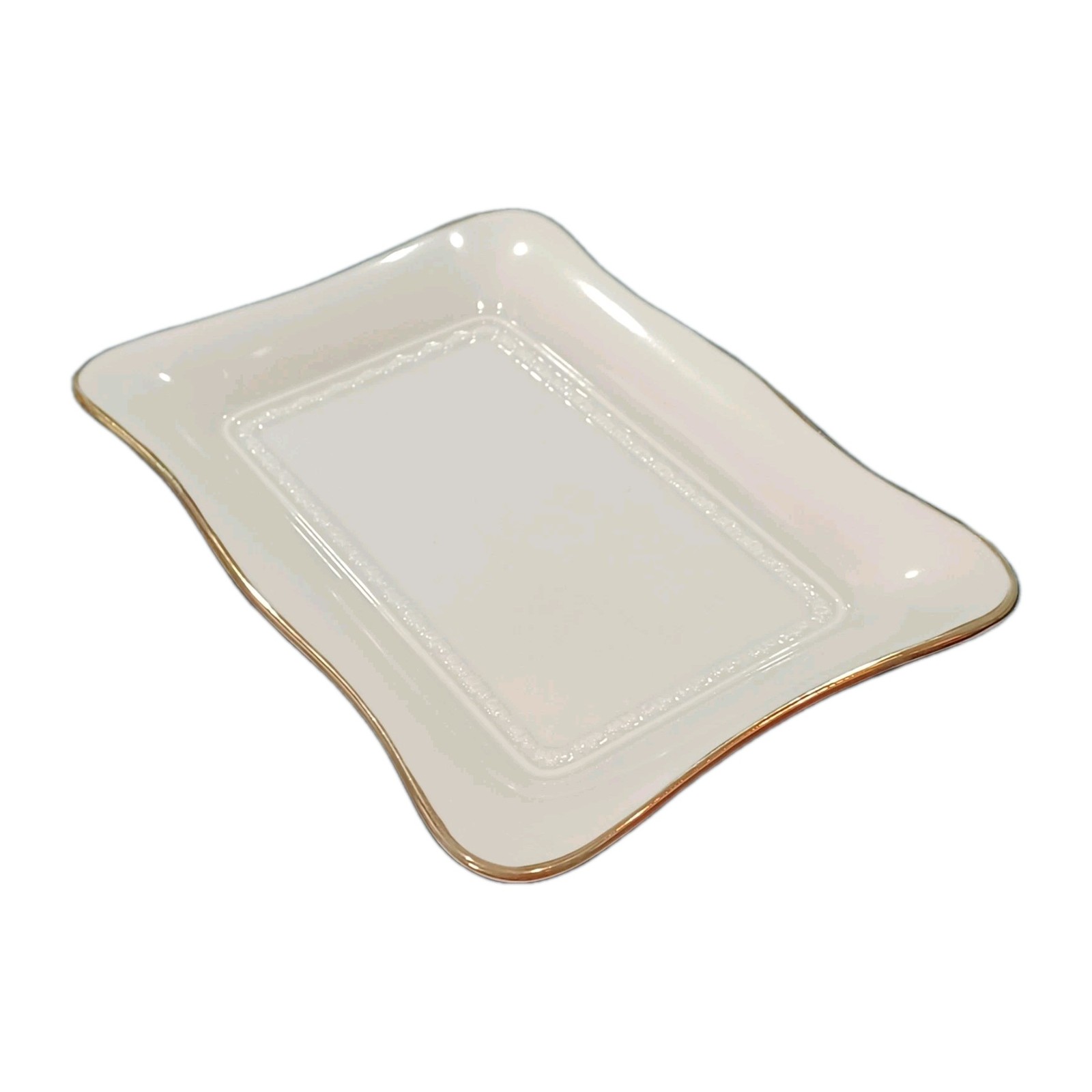 Lenox Porcelain Ivory Rectangular Trinket Dish 5" x 7" with 