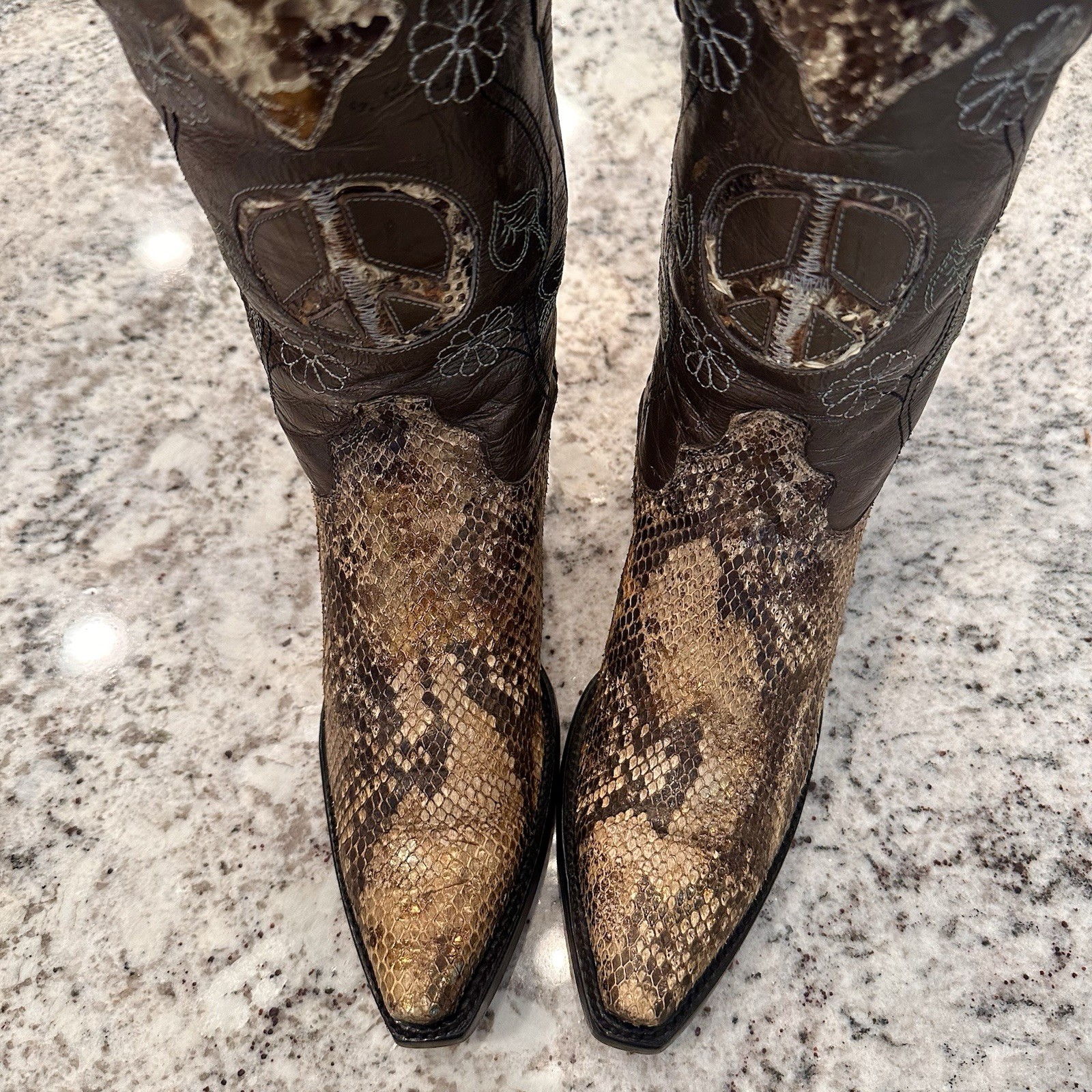 Resistol by Lucchese Python Boots 7 B Womens Cowg… - image 4