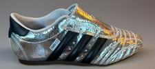 Adidas Mujer Taekwondo Plateado Metálico Negro Goma Informal Zapatilla Zapato Talla 7