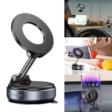 360° Adjustable Vacuum Suction Cup Magnetic Car Phone Holder Mount for MagSafe