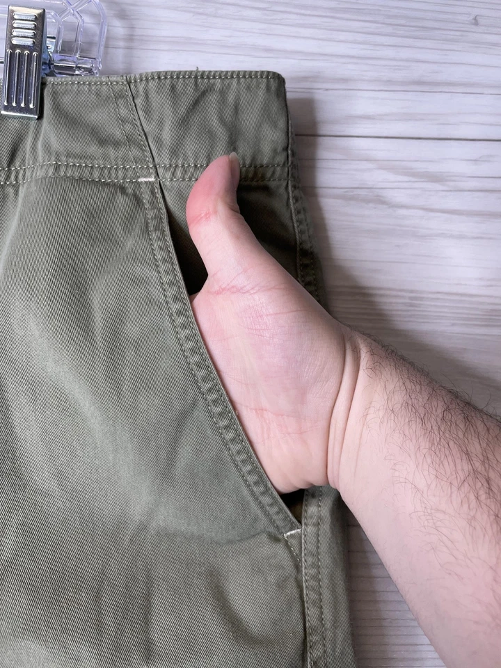 Shorts feminino Venezia 20 plus verde oliva sarja chino zíper mosca cordão bolsos - Imagem 3 de 4