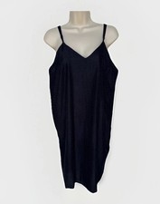 Vivian Chan Navy Parker V-Neck Textured Rayon Mini Slip Dress M Made In USA
