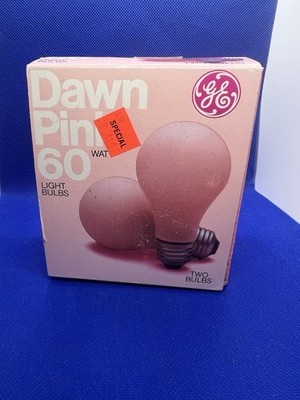 Vintage GE Dawn Pink 60 Watt Light Bulbs 2 Pack NOS Tested Working