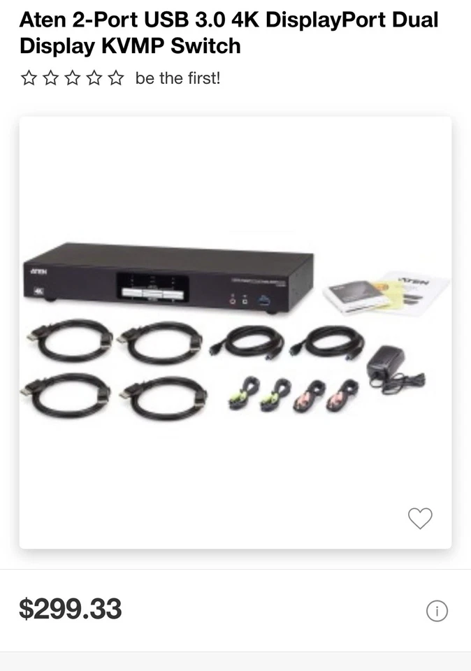 ATEN CS1942DP 2-Port USB 3.0 4K Dual Display DisplayPort KVMP Switch - Image 2 of 4