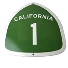 Vintage California State Route 1 Sign - Porcelain Highway Pacific Coast Gas Sign