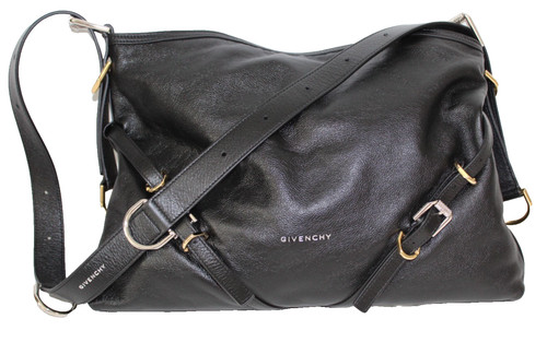 NEW Givenchy Voyou Crinkle Black Leather Shoulder Bag Gold Silver Hardware $2350